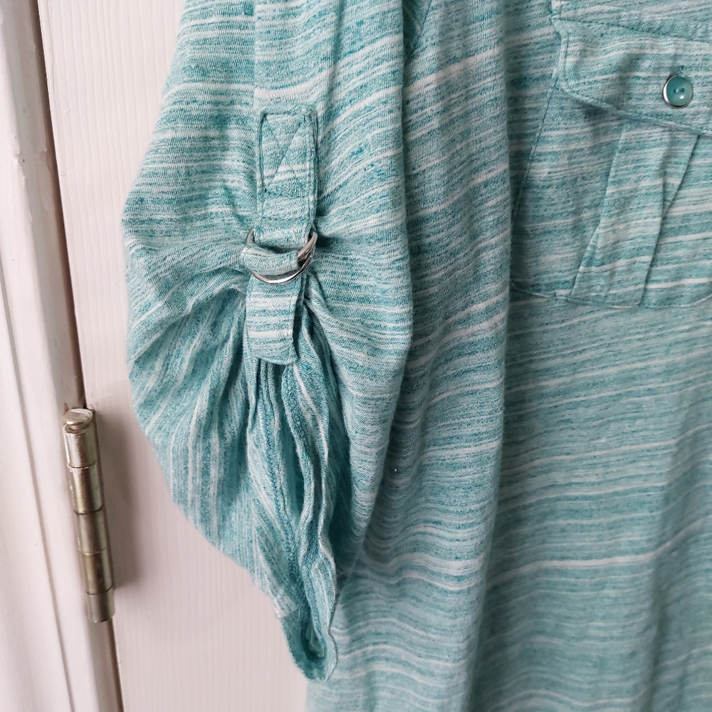 NY&C - Teal Button-Up Blouse - Picture 3 of 7